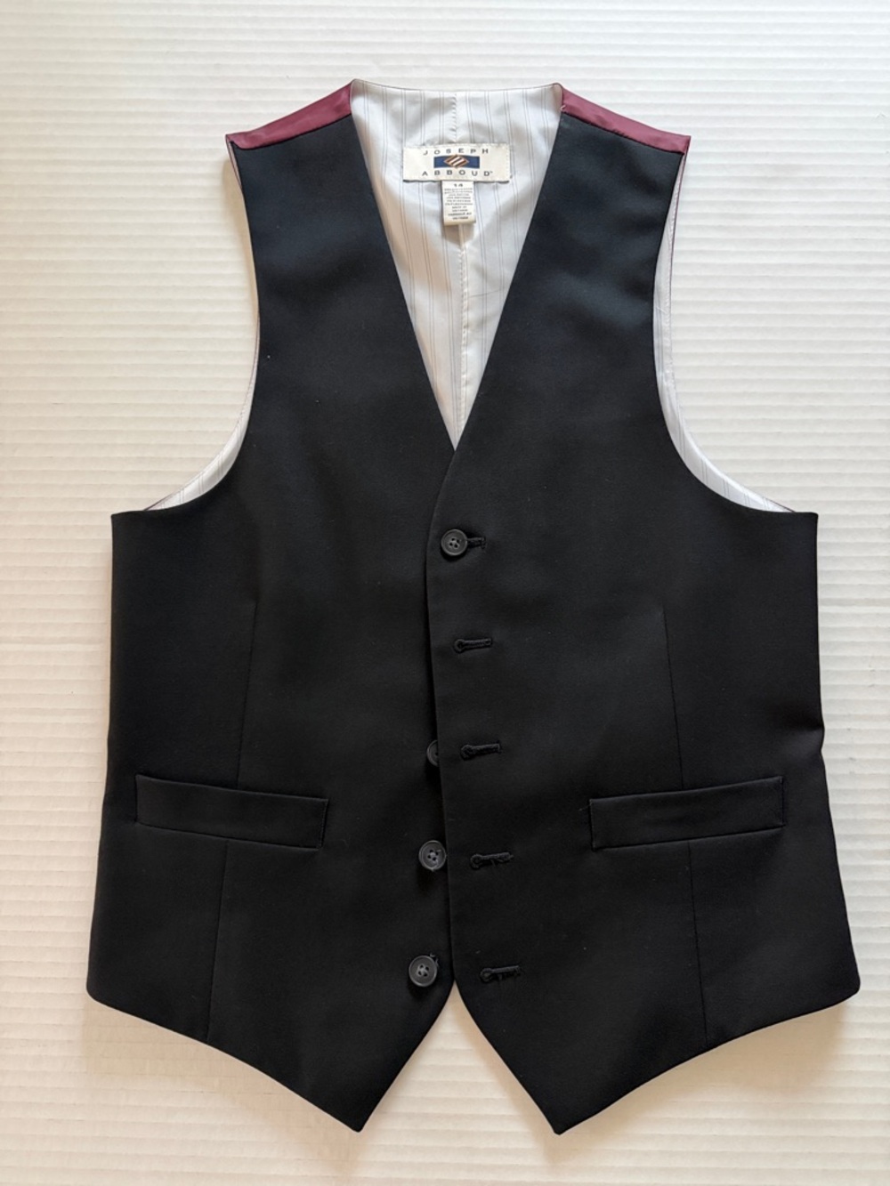 Boys JOSEPH ABBOUD suit vest- Black - size 14. Worn once